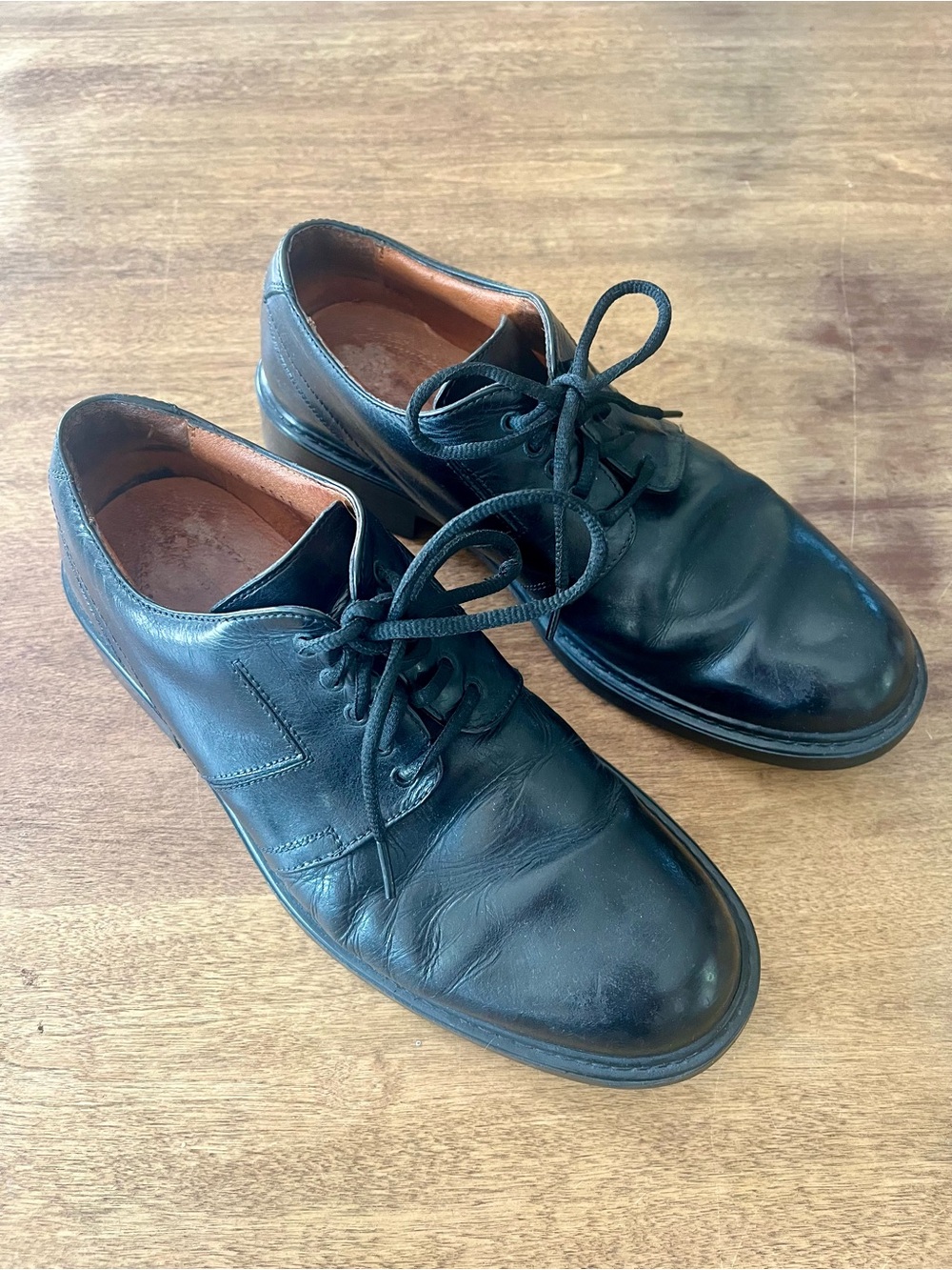 Mens Johnston & Murphy Black Leather Oxfords 9.5 Dress Shoes Italian Leather
